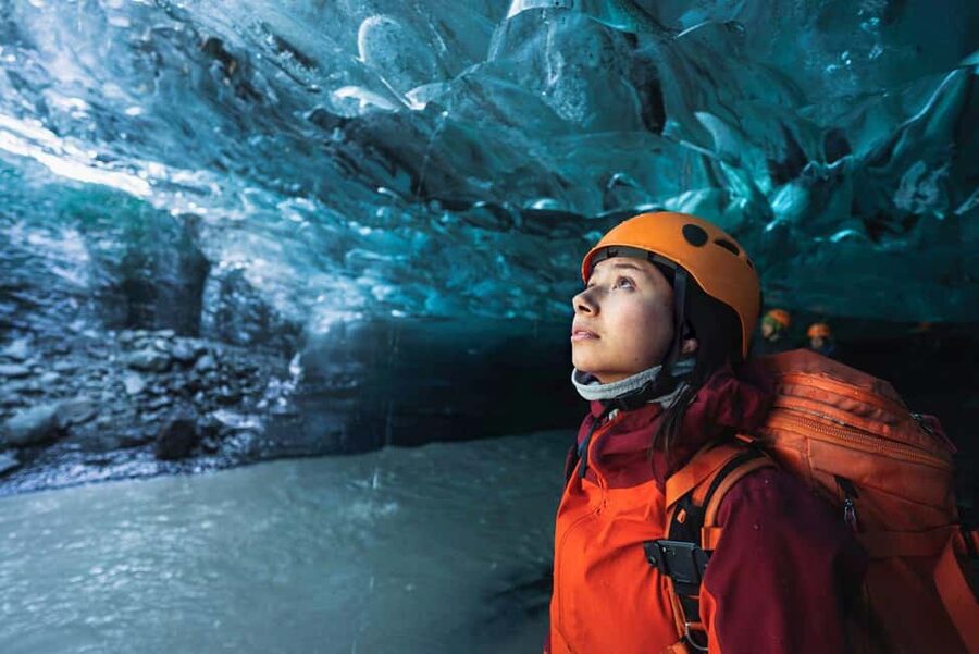 2-Day South Coast, Blue Ice Cave, Glacier Lagoon Tour - Skógafoss brings the scale