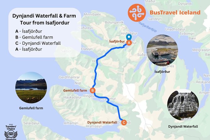 Dynjandi Waterfall & Iceland Farm Visit Tour - The 40-minute ride from Ísafjörður