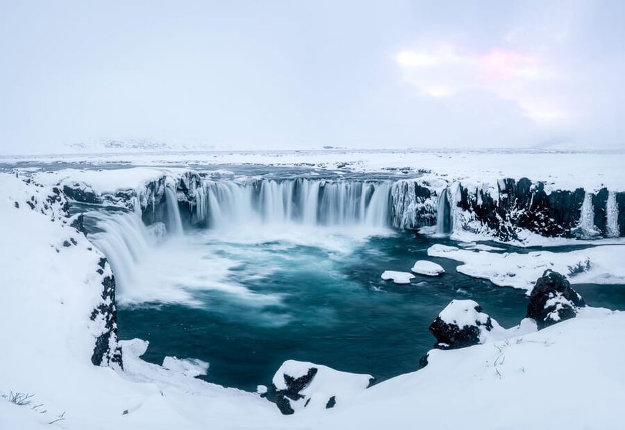 From Akureyri: Goðafoss Waterfall Winter Tour - Arriving at the Waterfall of the Gods