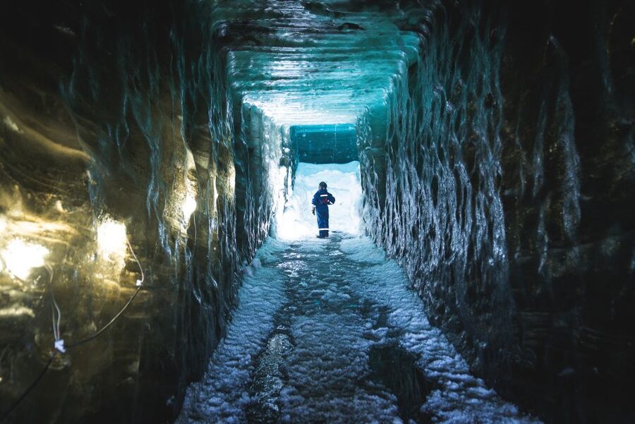 From Gullfoss: Langjökull Ice Cave and Snowmobile Tour - Inside the purpose-built Langjökull ice cave