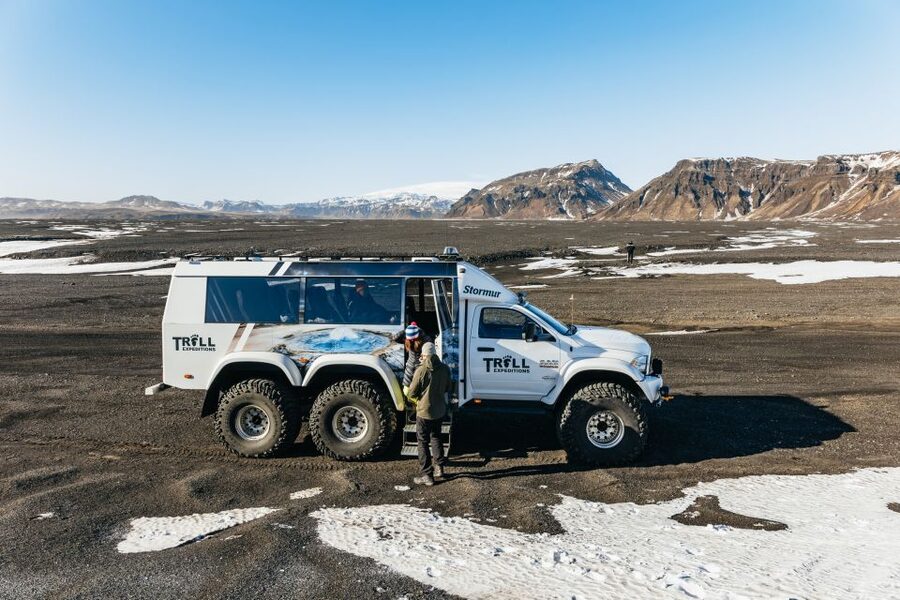 From Vik: Katla Ice Cave and Super Jeep Tour - Inside Katla Ice Cave: blue ice and black ash