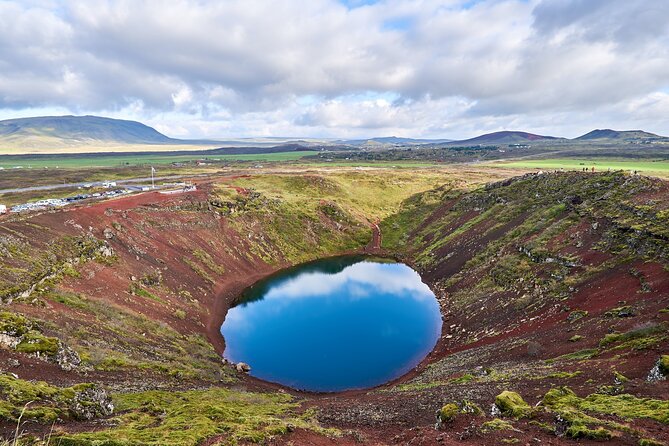 Golden Circle and Sky Lagoon Full-Day Tour - Kerid crater: red rock around a blue lake