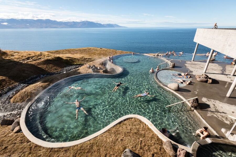 Husavik: GeoSea Geothermal Baths Entrance Ticket - The view, whales, and Northern Lights