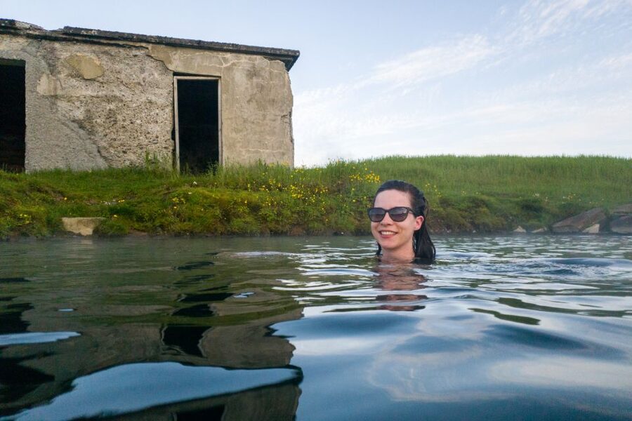 Iceland Secret Lagoon Admission Ticket - Getting into the 38 to 39°C water