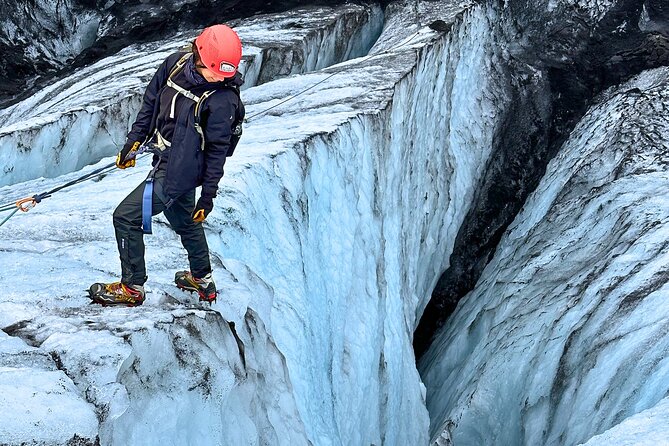 Private Extreme Encounter w/ ropes on Sólheimajökull Glacier - Getting ready with crampons, ropes, and ice axes
