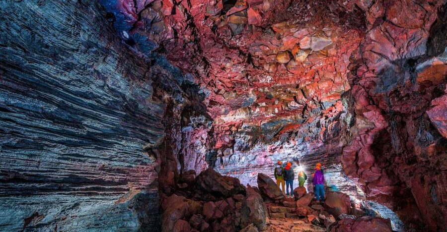 Raufarhólshellir: Lava Falls Adventure Tour - Crossing boulders in a 5,000-year-old lava tube