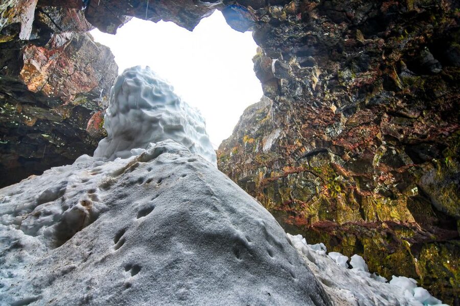 Raufarhólshellir Lava Tunnel: Underground Expedition - Entering Raufarhólshellir, an old road made by lava