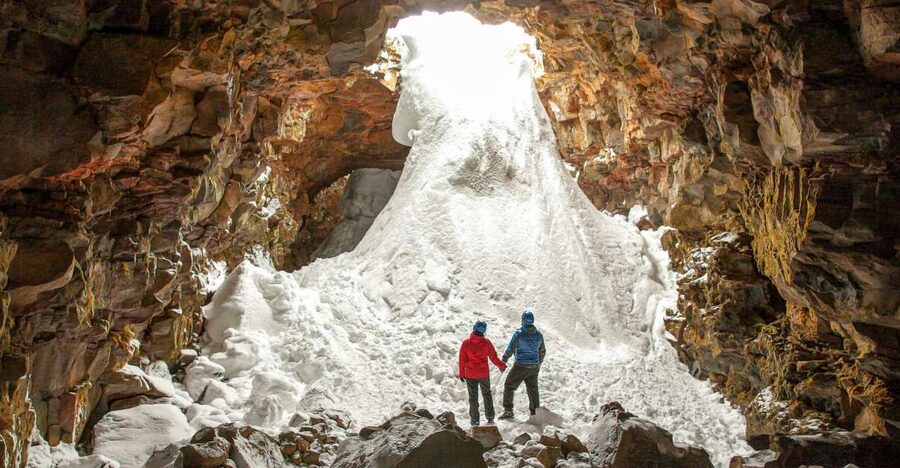 Raufarhólshellir Lava Tunnel: Underground Expedition - Lava walls, ice, and changing colors