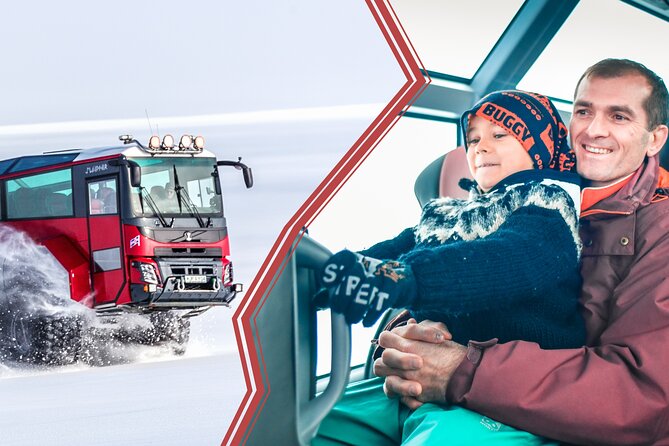 Red Glacier Monster Truck on Langjokull Glacier from Gulfoss - Sledding and glacier golf during the stop