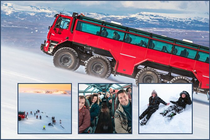 Red Glacier Monster Truck on Langjokull Glacier from Gulfoss - Starting at Gullfoss around midday