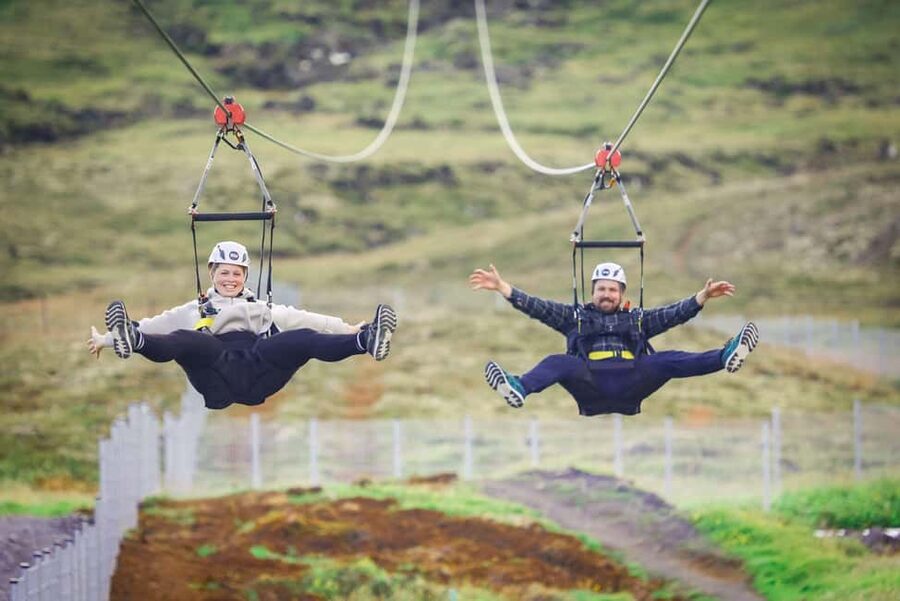 Reykjavik: Mega Zipline Adventure - From Reykjavík to the Kambar plateau