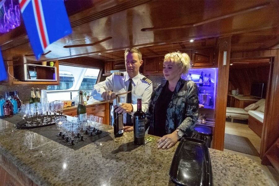 Reykjavik: New Years Fireworks Midnight Cruise - The Champagne toast and onboard atmosphere