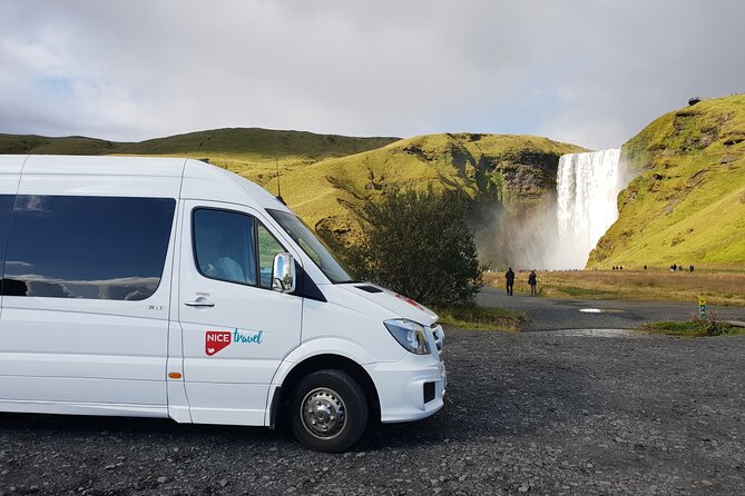South Coast Waterfall, Black Beach, Glacier Adventure Small Group - Skógafoss, a broad wall of water