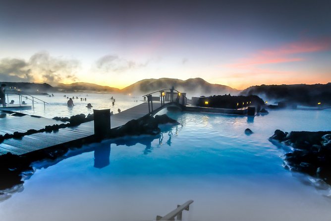 Unique bathing in an Icelandic hot springs at the Blue Lagoon - Warm water, cold air, and black lava rock