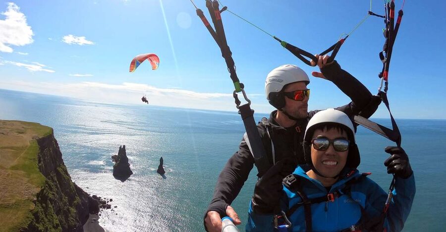 Vík: Paragliding Tandem Flight - Taking off above Iceland’s south coast