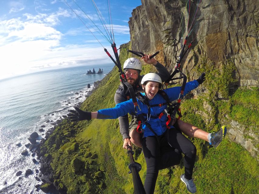 Vík: Paragliding Tandem Flight - The aerial view and the hidden launch area